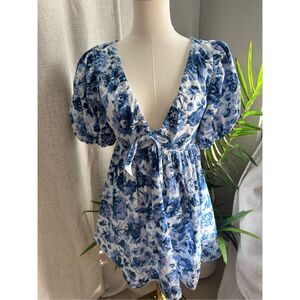 Abercrombie & Fitch Floral Cottagecore Poplin Mini Dress XS Petite